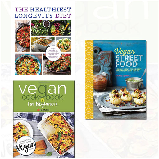 vegan street food[hardcover], vegan cookbook and The Healthiest Longevity Diet 3 Books Collection Set - The Book Bundle