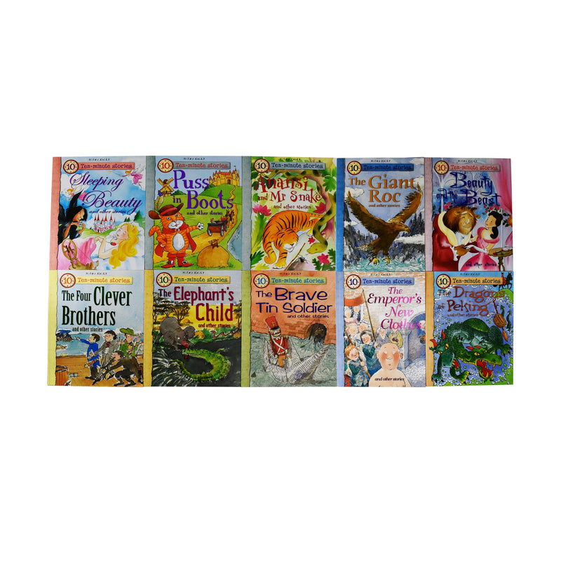 Ten-minute Stories 10-book Set by Miles Kelly(Anansi and Mr Snake, Beauty and the Beast ,Puss in Boots, Sleeping Beauty & More) - The Book Bundle