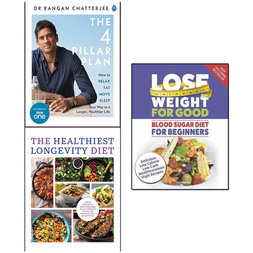 4 pillar plan, The Healthiest Longevity Diet, Blood sugar diet for Beginners 3 Books Collection Set - The Book Bundle