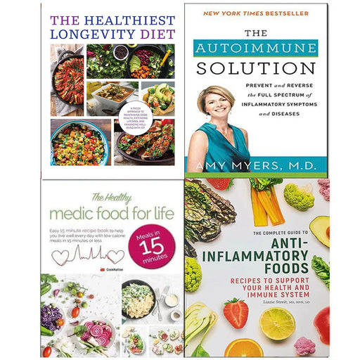 Autoimmune Solution, The Complete Guide To Anti-Inflammatory Foods, The Healthiest Longevity Diet, Healthy Medic Food for Life 4 Books Collection Set - The Book Bundle