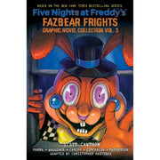 Five Nights at Freddy's Fazbear Frights graphic novel collection set by Scott Cawthon, featuring colorful book covers from Vol 1-3.