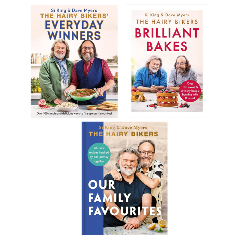 The Hairy Bikers 3 Books Set By  Hairy Bikers ( Our Family Favourites, Brilliant Bakes, Everyday Winners) (HB) - The Book Bundle