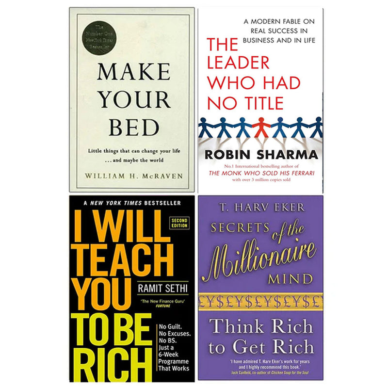 Make Your Bed [Hardcover], The Leader Who Had No Title, I Will Teach You To Be Rich, Secrets of the Millionaire Mind 4 Books Collection Set - The Book Bundle