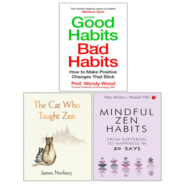 Good Habits Bad Habits, MINDFUL ZEN HABITS, The Cat Who Taught Zen (HB) 3 Books Collection Set - The Book Bundle