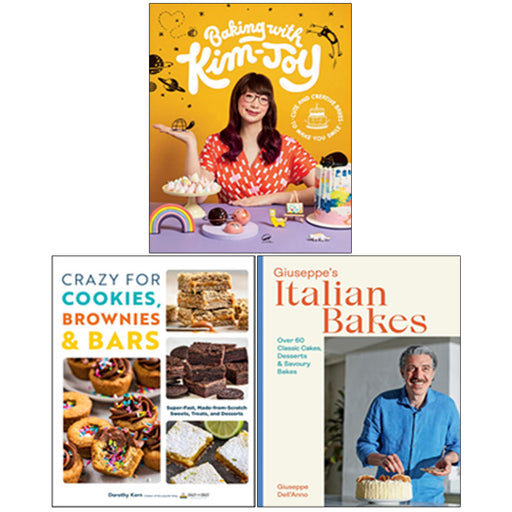 Baking with Kim-Joy(HB), Giuseppe's Italian Bakes(HB), Crazy For Cookies Brownies & Bars 3 Books Collection Set - The Book Bundle