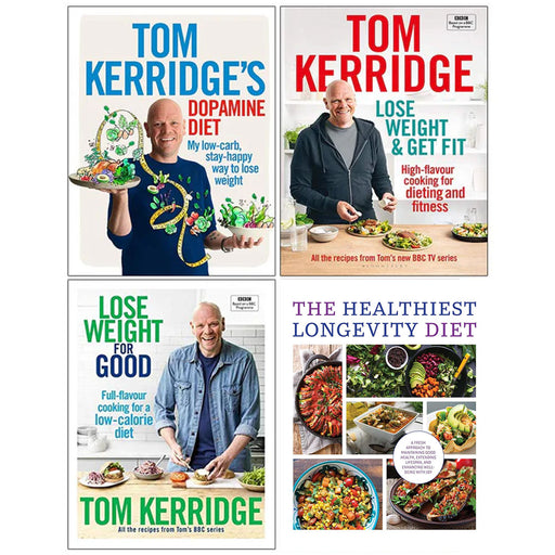 Tom Kerridge's Dopamine Diet [Hardcover], Lose Weight & Get Fit [Hardcover], Lose Weight for Good [Hardcover], The Healthiest Longevity Diet 4 Books Collection Set - The Book Bundle