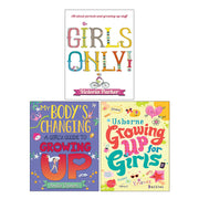 Set of three children's books on growing up and puberty for girls, by Victoria Parker, Anita Ganeri, and Felicity Brooks.