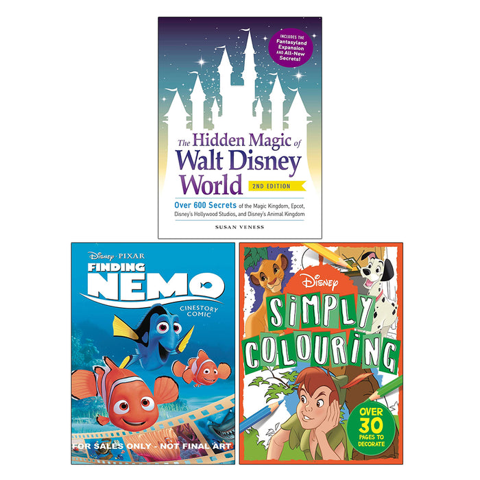 The Hidden Magic of Walt Disney World, Disney-Pixar Finding Nemo, Disney: Simply Colouring 3 Books Collection Set - The Book Bundle