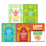 Set of five cookbooks from The Curry Guy collection by Dan Toombs, featuring curry recipes and vegetarian dishes, published by Quadrille.