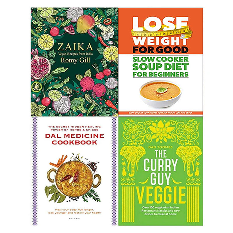 Set of four non-fiction cookbooks including "Lose Weight For Good" by Romy Gill, featuring healthy recipes and diet tips.