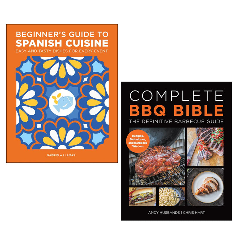 Complete BBQ Bible and related reads book set by Andy Husbands and Gabriela Llamas, featuring two paperback non-fiction cookbooks.