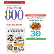 Collection of three The Fast 800 books by Dr. Michael Mosley, paperback editions on health and nutrition from Iota Publishing.