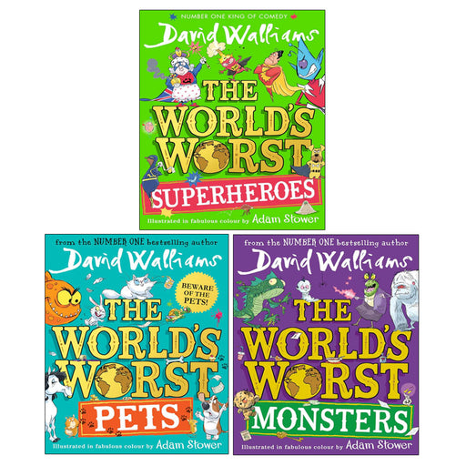 David Walliams 3 Books Collection Set (The World’s Worst Superheroes, The World’s Worst Pets, The World’s Worst Monsters) - The Book Bundle