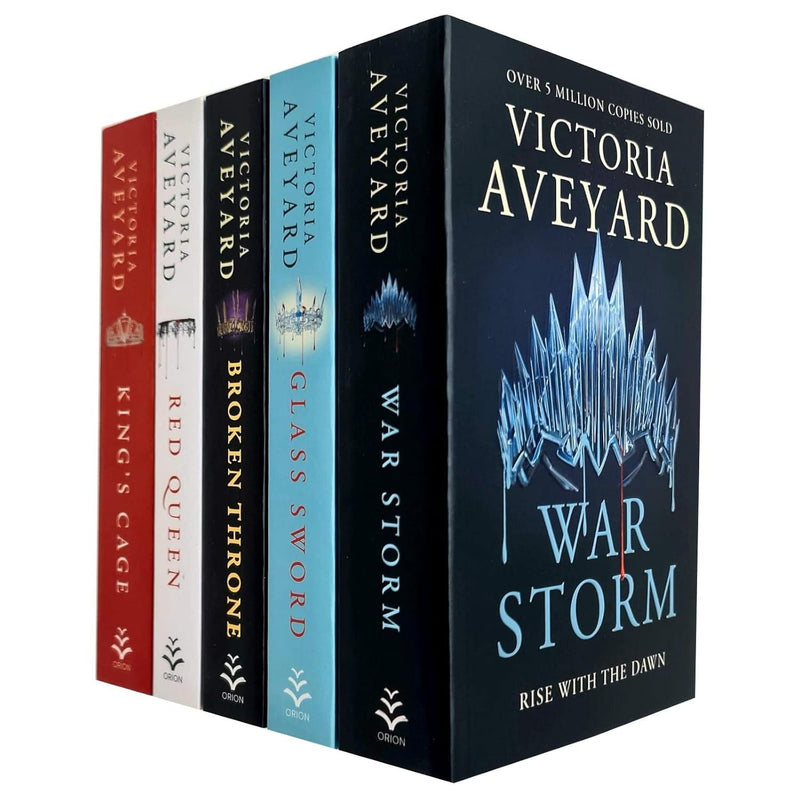 Victoria Aveyard Red Queen series 5-book collection set including Red Queen, Glass Sword, and King's Cage by Orion