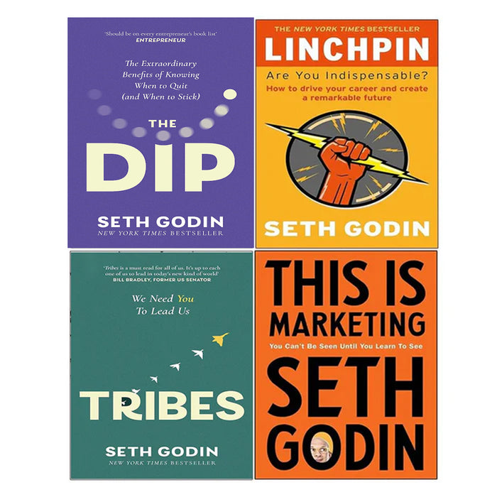 Seth Godin 4 Books Collection Set (Dip, This is Marketing, Tribes, Linchpin)