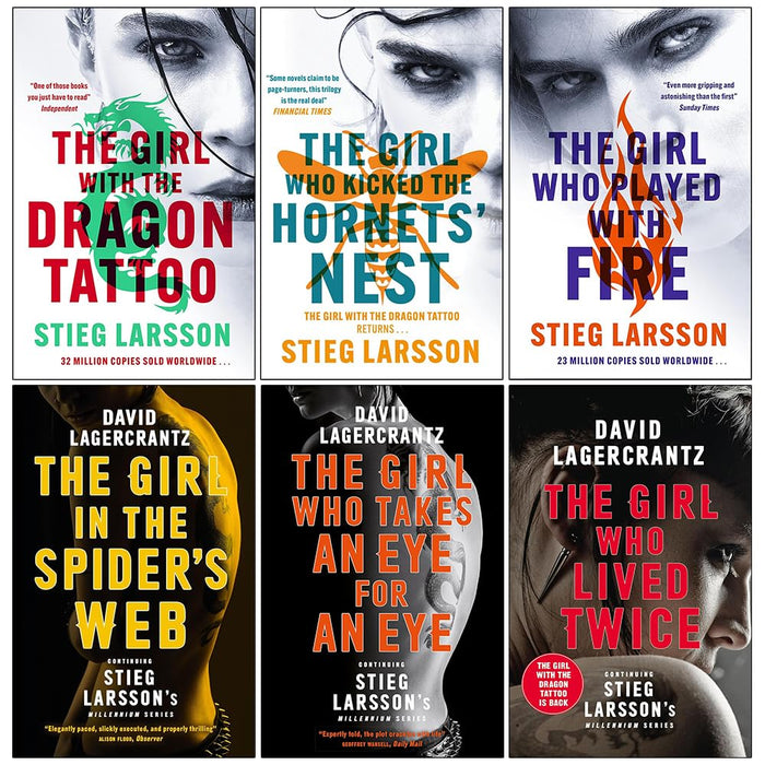 Millennium Series 6 Books Collection Set By Stieg Larsson & David Lagercrantz The Girl With The Dragon Tattoo - The Book Bundle