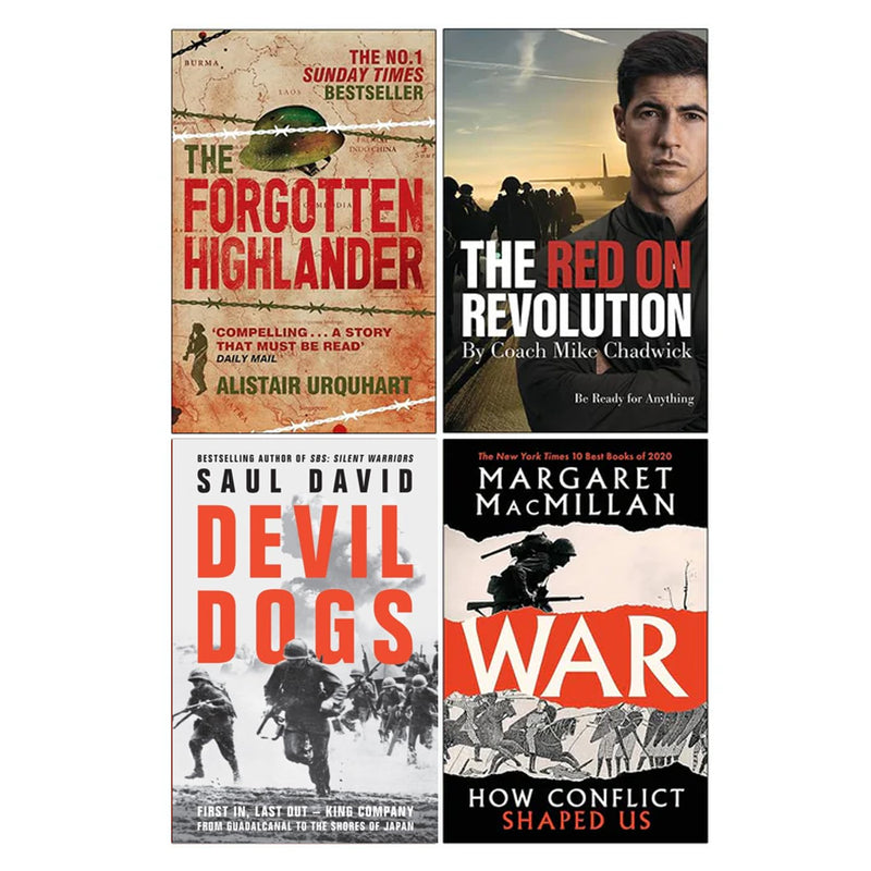 The Forgotten Highlander, The Red On Revolution, Devil Dogs & [Hardcover] War How Conflict Shaped Us 4 Books Collection Set - The Book Bundle