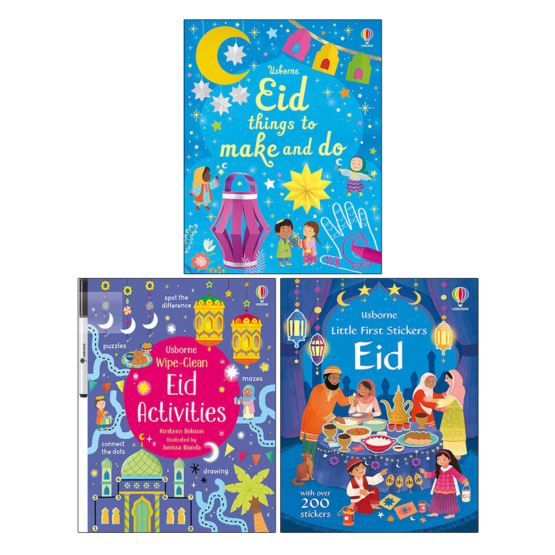 Eid Things to Make and Do, Wipe-Clean Eid Activities, Little First Sticker Book Eid 3 Books Collection Set - The Book Bundle