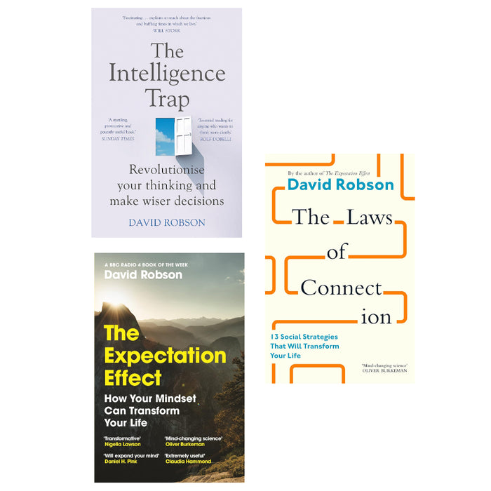 David Robson 3 Books Set (The Laws of Connection, The Expectation Effect & The Intelligence Trap) - The Book Bundle