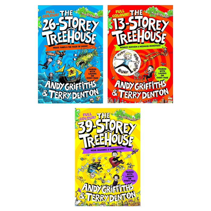 The Treehouse Colour Edition Collection 3 Books Set By Andy Griffiths (The 39-Storey Treehouse, The 26-Storey Treehouse & The 13-Storey Treehouse) - The Book Bundle