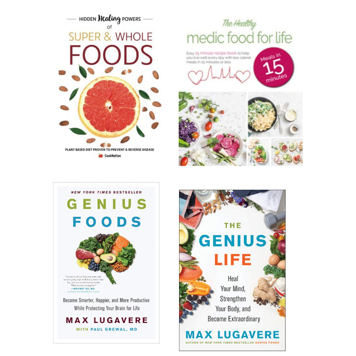 Genius Foods: Become Smarter(HB), The Genius Life: Heal Your Mind (HB), The Healthy Medic Food, Hidden Healing Powers  4 Books Set - The Book Bundle