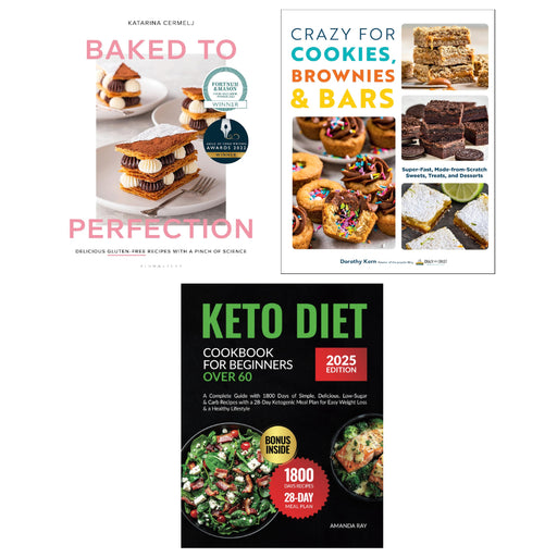 Baked to Perfection, Crazy For Cookies, Brownies & Bars, Keto Diet Cookbook for Beginners Over 60 3 Book Set - The Book Bundle