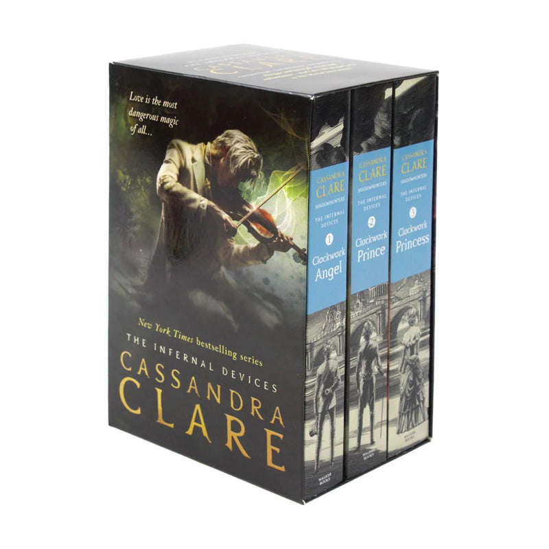 Three paperback books from Cassandra Clare's The Infernal Devices collection set, featuring dark fantasy fiction covers.