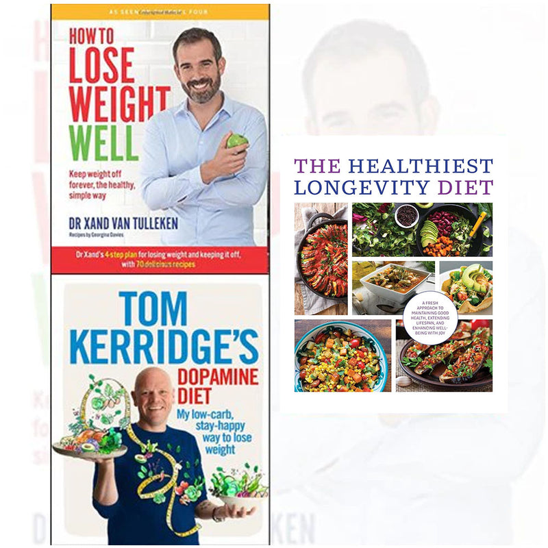 How to lose weight well, Tom kerridge's dopamine diet, The Healthiest Longevity Diet 3 books collection set - The Book Bundle
