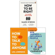 Set of three paperback non-fiction books by James O'Brien, Leil Lowndes, and Dale Carnegie on communication and influence.