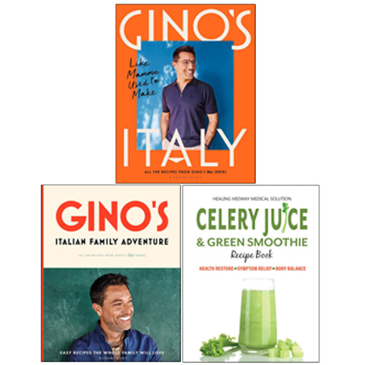 Gino’s Italian Family Adventure(HB), Gino's Italy(HB), Celery Juice & Green Smoothie Recipe 3 Books Collection Set - The Book Bundle