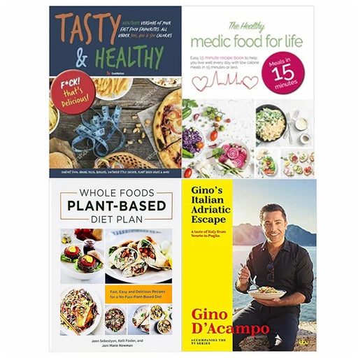 Tasty & Healthy, Gino's Healthy Adriatic Escape, The Healthy Medic Food, Whole Foods Plant- Based Diet Plan 4 Books Collection Set - The Book Bundle