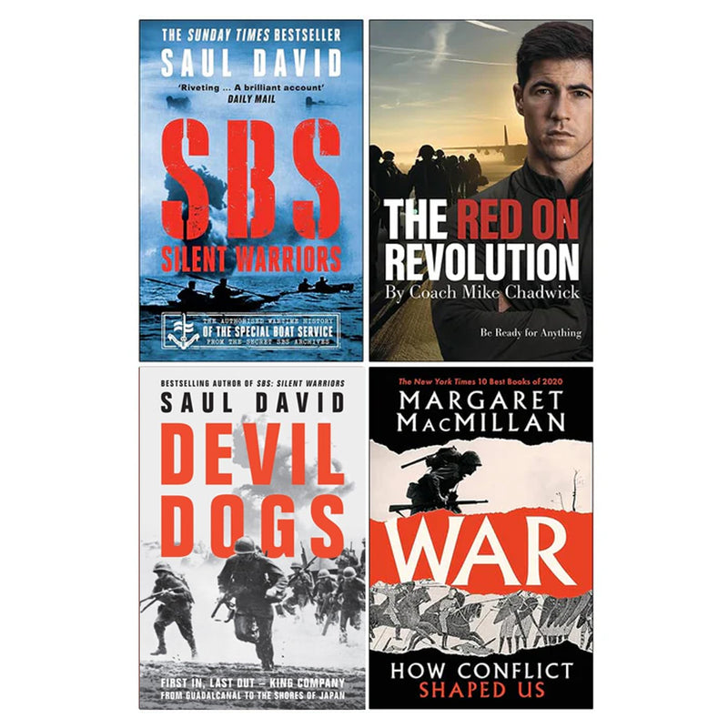 SBS Silent Warriors, The Red on Revolution, Devil Dogs & [Hardcover] War How Conflict Shaped Us 4 Books Collection Set