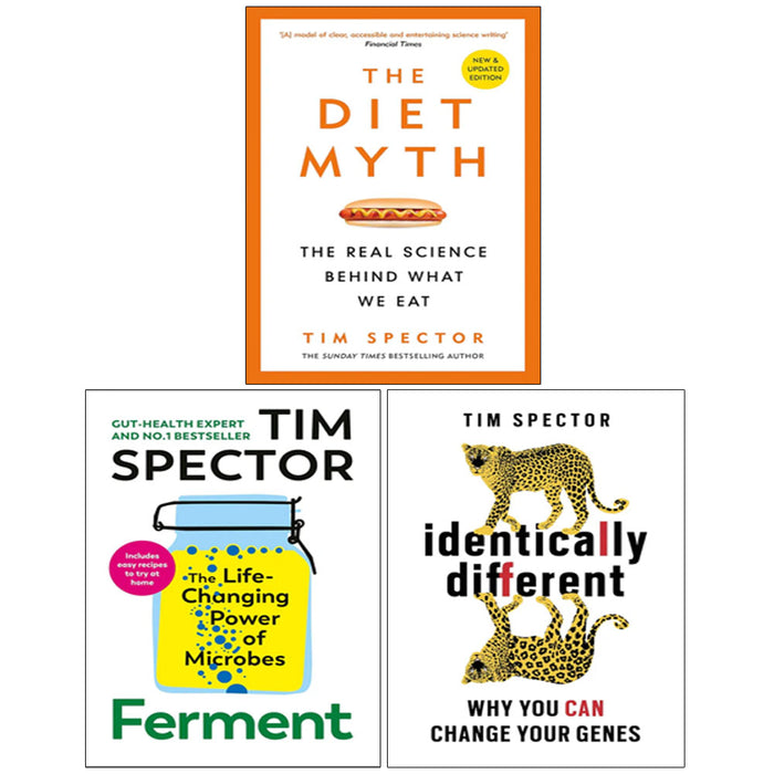 Tim Spector 3 Books Collection Set (Ferment(HB), Identically Different, The Diet Myth) - The Book Bundle