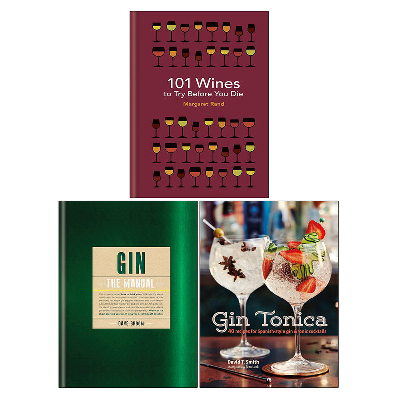 101 Wines to try before you die, Gin: The Manual, Gin Tonica 3 Books Collection Set - The Book Bundle