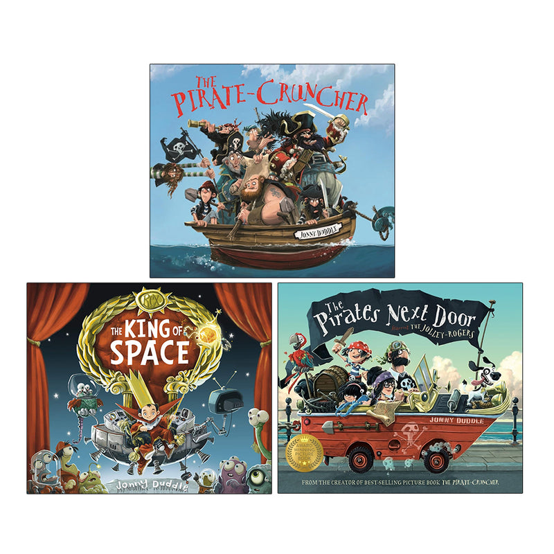 Jonny Duddle Pirate Series 3 Books Collection Set for ages 5-7, paperback by Templar Books, featuring colorful pirate illustrations.
