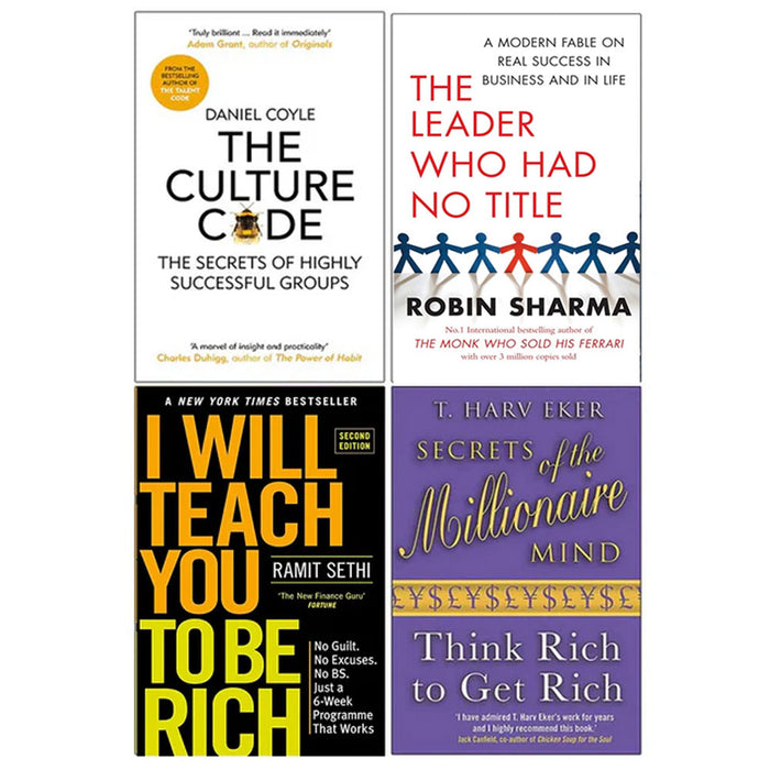 The Culture Code, The Leader Who Had No Title, I Will Teach You To Be Rich, Secrets of the Millionaire Mind 4 Books Collection Set - The Book Bundle