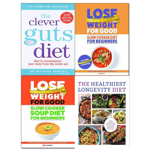 Clever guts diet, Lose weight for good slow cooker diet, slow cooker soup diet and The Healthiest Longevity Diet 4 Books Collection Set - The Book Bundle