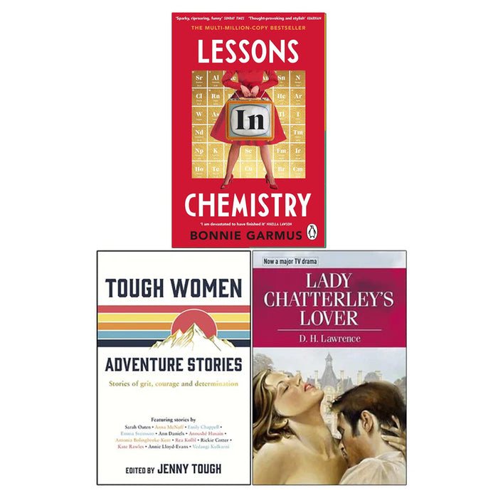 Lessons in Chemistry, Tough Women Adventure Stories, Lady Chatterley's Lover 3 Books Collection Set