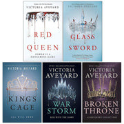 Victoria Aveyard Red Queen series 5-book collection set, including Red Queen, Glass Sword, and King's Cage, displayed with covers visible.