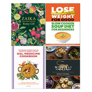 Collection of four non-fiction cookbooks by Romy Gill and Iota, including "Lose Weight For Good" and "Dal Medicine" recipes.