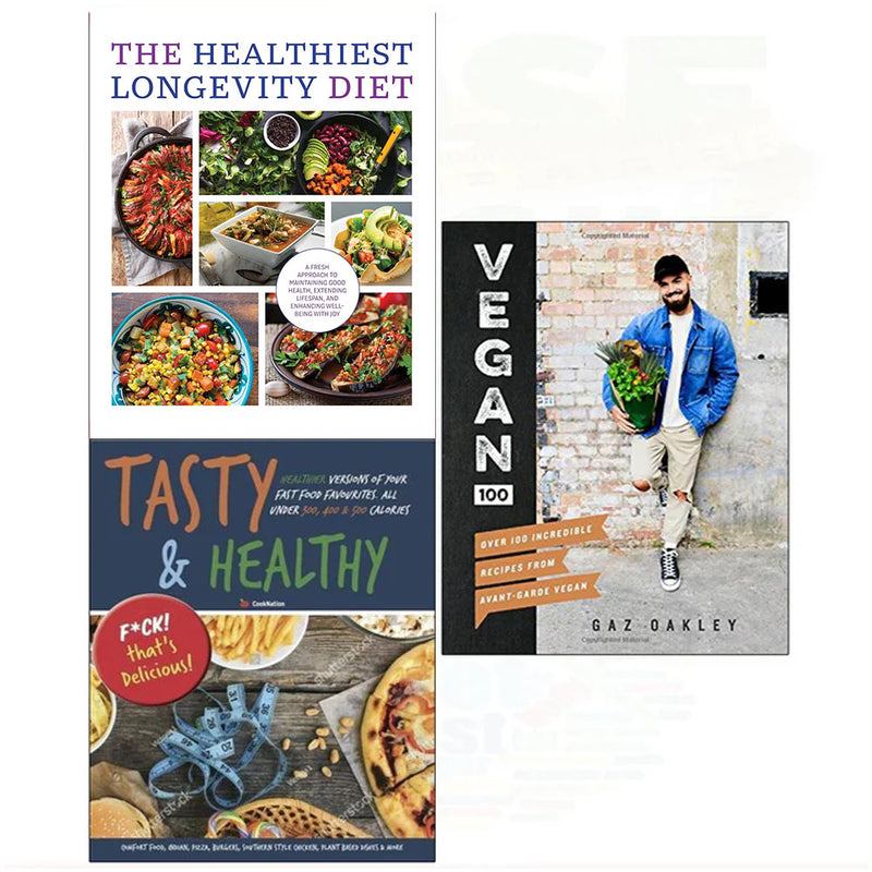 Vegan 100[hardcover], The Healthiest Longevity Diet, Tasty & Healthy 3 Books Collection Set - The Book Bundle