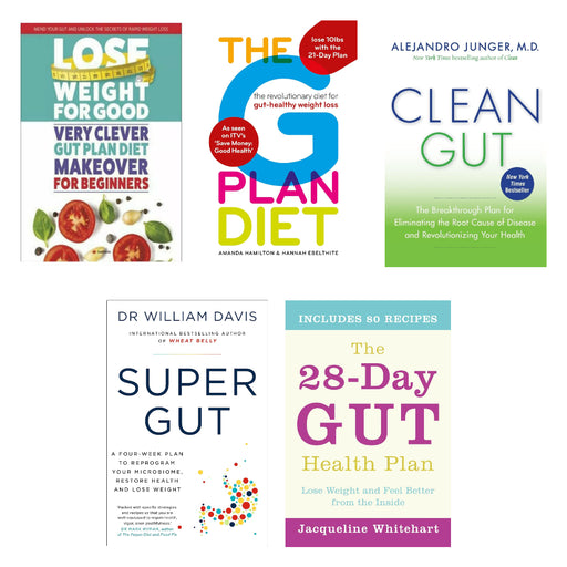 Super Gut, THE 28-DAY GUT HEALTH PLAN, Clean Gut, The G Plan Diet, Lose Weight For Good 5 Books Set - The Book Bundle