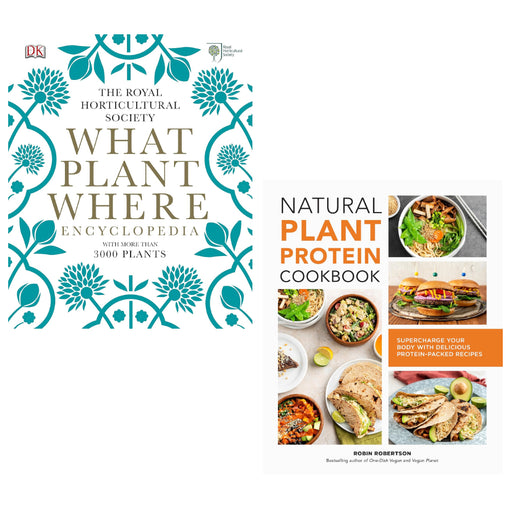 RHS What Plant Where Encyclopedia Hardcover & Natural Plant Protein Cookbook 2 Books Set - The Book Bundle
