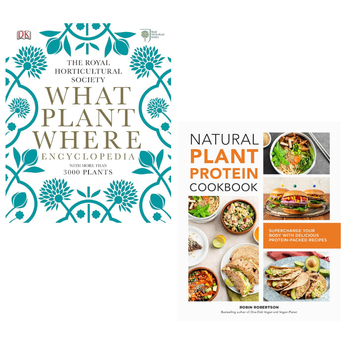 RHS What Plant Where Encyclopedia Hardcover & Natural Plant Protein Cookbook 2 Books Set - The Book Bundle