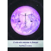 Moonology Oracle Cards deck by Yasmin Boland and Nyx Rowan featuring 44 moon astrology cards with guidebook, shown in a box.