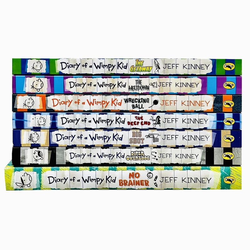 Diary of a Wimpy Kid Series 12-18 Collection 7 Books Set By Jeff Kinney (The Getaway, The Meltdown, Wrecking Ball, The Deep End, Big Shot, Diper Overlode & No Brainer) - The Book Bundle