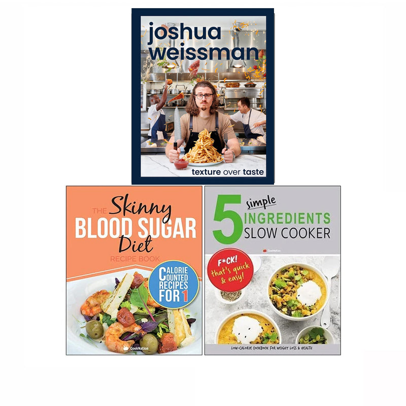 Joshua Weissman Texture Over Taste [Hardcover], The Skinny Blood, 5 Simple Ingredients 3 Books Collection Set - The Book Bundle