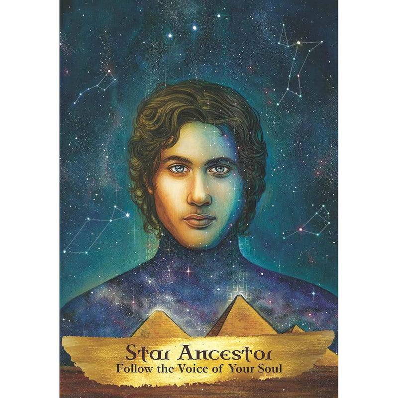 Angel and ancestor oracle cards deck by Kyle Gray and Lily Moses, showing colorful cards with angel and spiritual imagery.