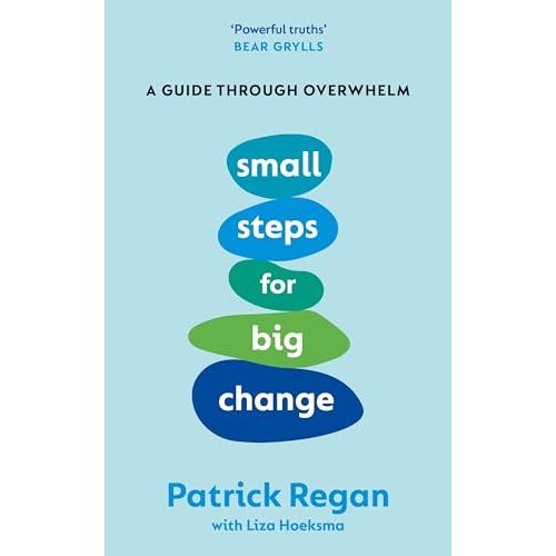 Book cover of "Small Steps For Big Change" by Rider, a self-help guide in non-fiction with motivational design and colorful illustrations.