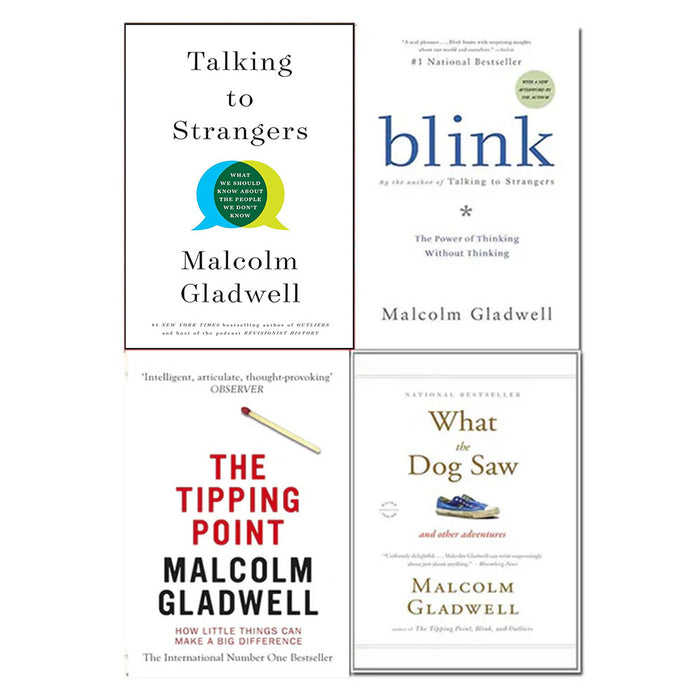 Malcolm Gladwell 4 Books Collection Set (The Tipping Point, What the Dog Saw, Talking to Strangers(HB), Blink) - The Book Bundle